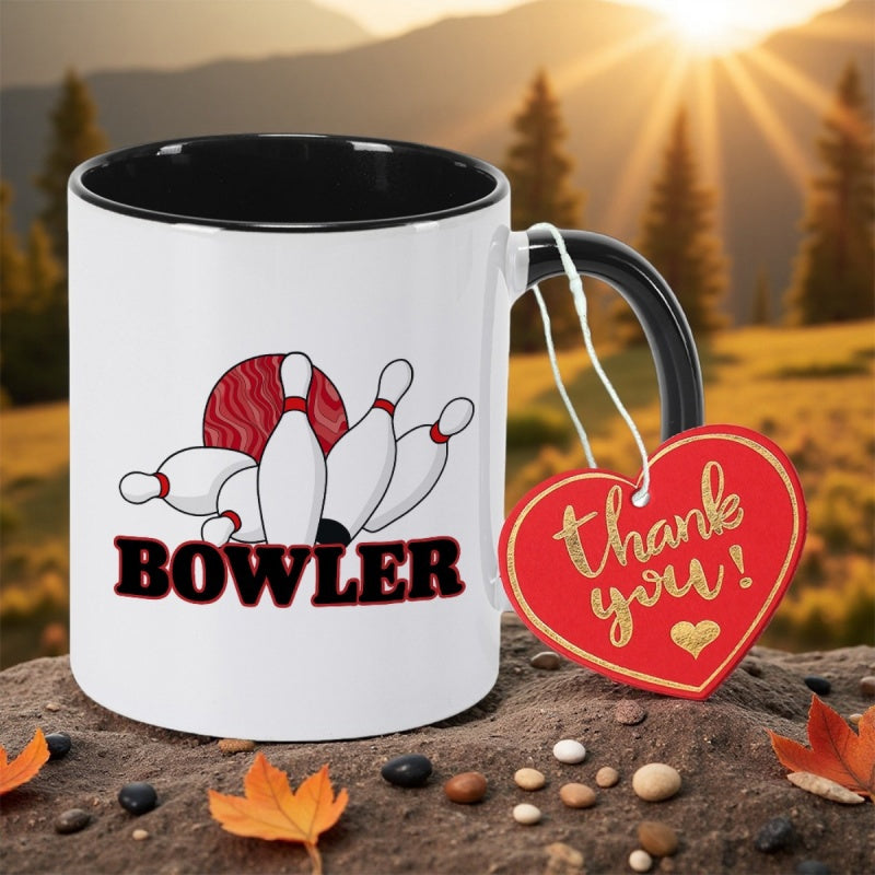 Tailorly Black Accent 11 oz Mug - bowling additions for enthusiasts a perfect gift 11oz 350ml ceramic coffee mug for anniversaries graduations birthdays
