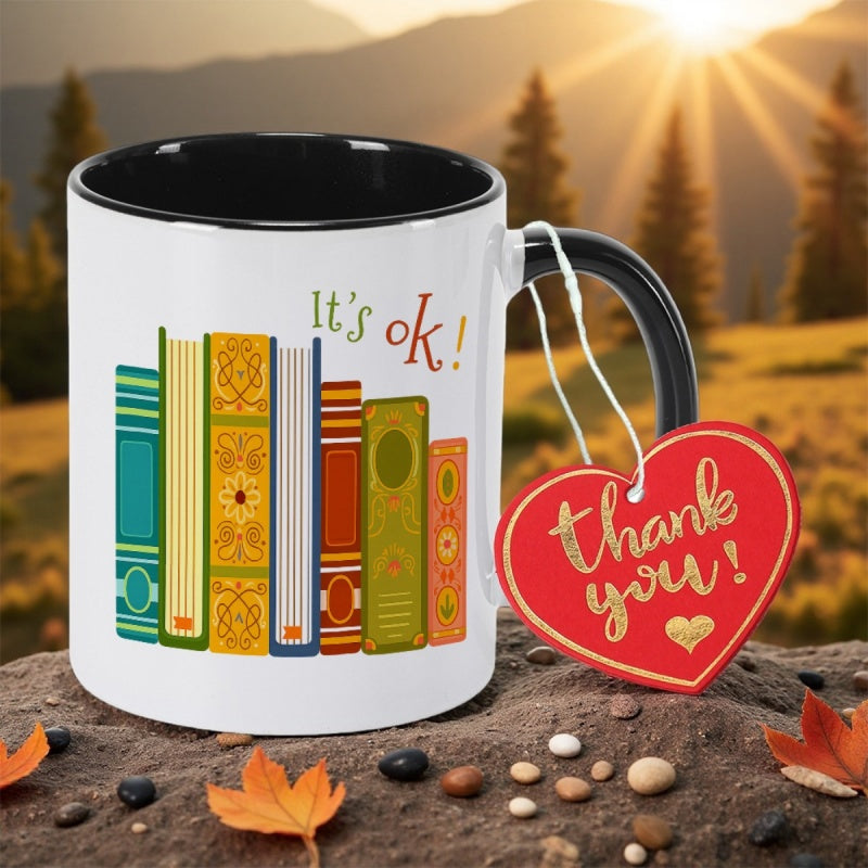 Tailorly Black Accent 11 oz Mug - book lovers print
