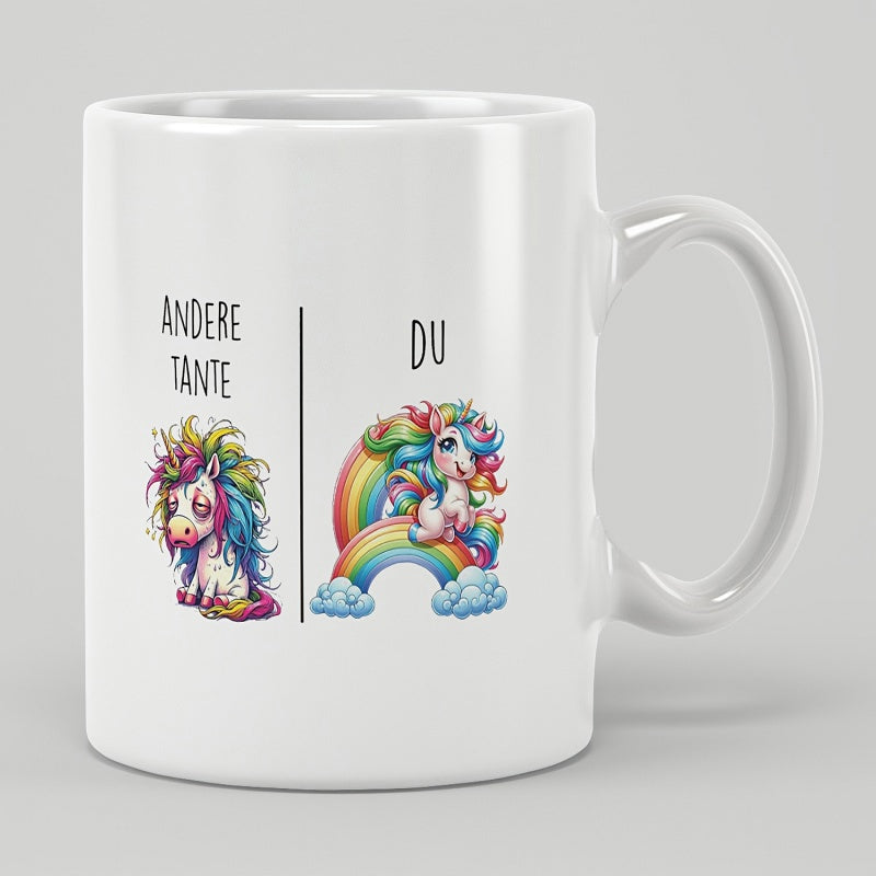 Tailorly White Ceramic 11 oz Mug - Cute Colorful Creatures Resting On Magical Rainbows And Fluffy Clouds Unicorn