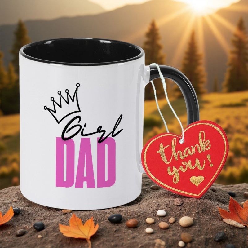 Tailorly Black Accent 11 oz Mug - girl dad text