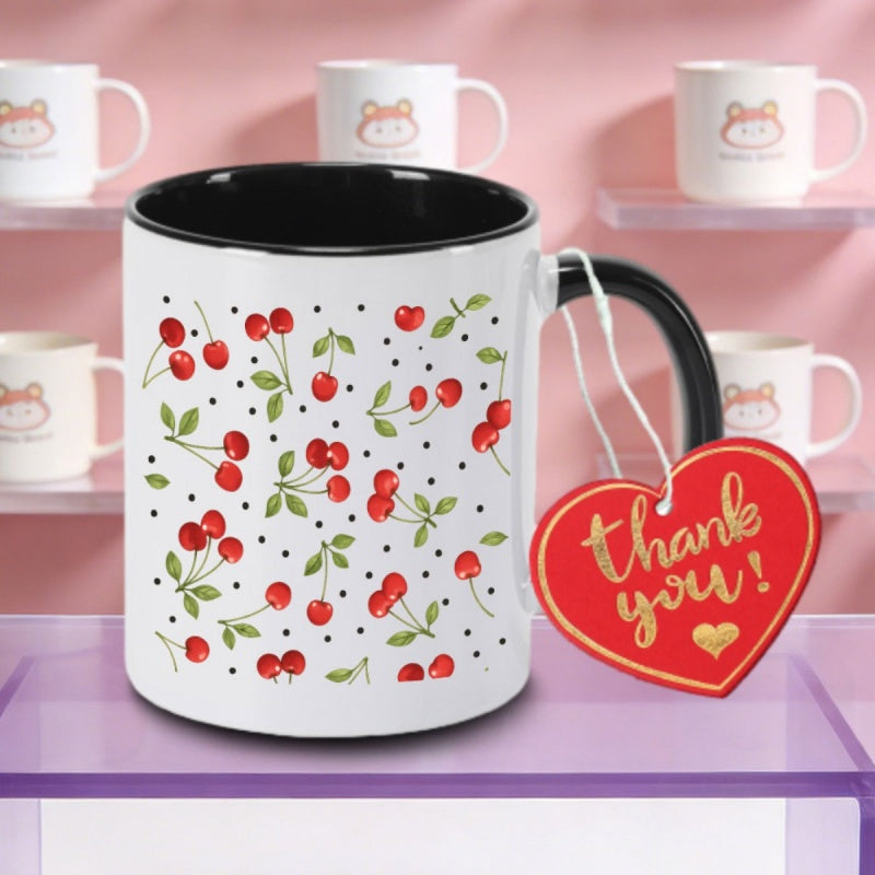 Tailorly Black Accent 11 oz Mug - cherry patterned logo