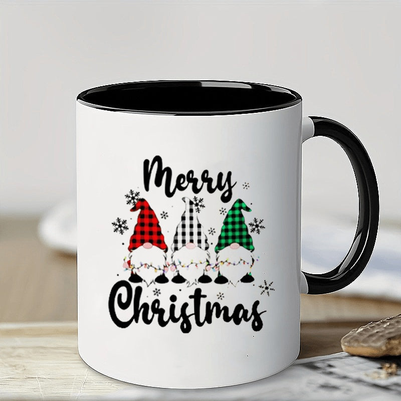 Tailorly Black Accent 11 oz Mug - festive gnome