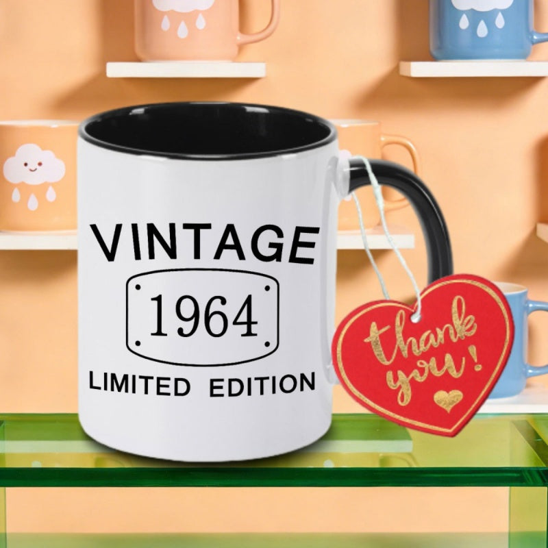 Tailorly Black Accent 11 oz Mug - vintage 1964 print