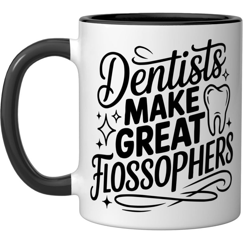 Tailorly Black Accent 11 oz Mug - dental toothbrush illustration