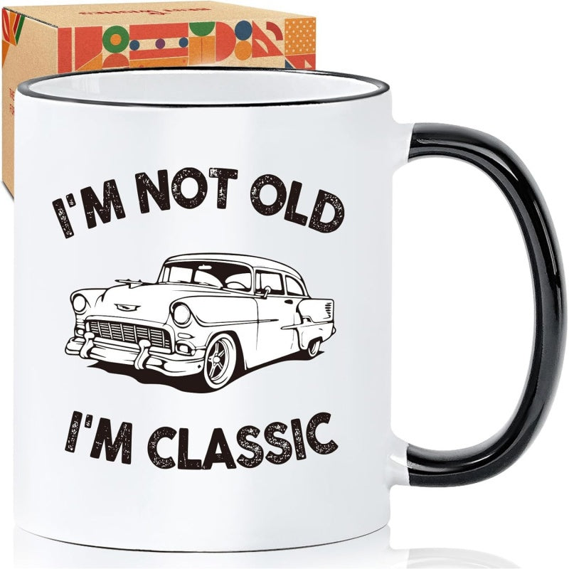 Tailorly Black Accent 11 oz Mug - im not old text unique gifts over 50 60 text SANTANA text
