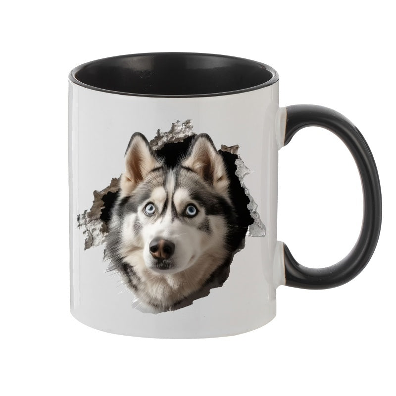 Tailorly Black Accent 11 oz Mug - dog pattern