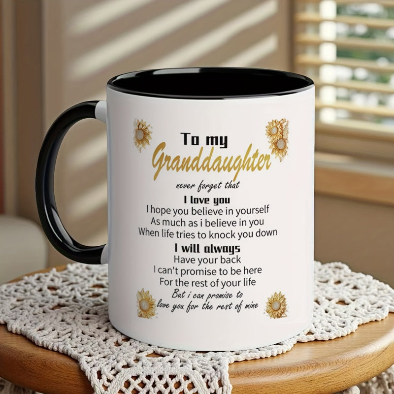 Tailorly Black Accent 11 oz Mug - 1pc granddaughter mug coffee mug for office home ceramic coffee mug granddaughter day gift holiday gift for