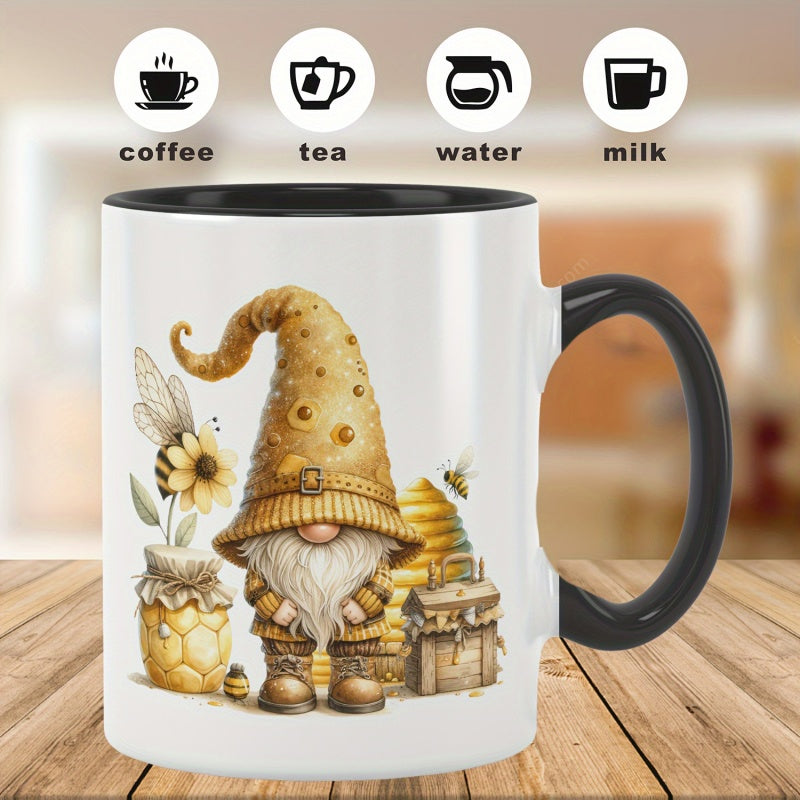Tailorly Black Accent 11 oz Mug - a cute bee coffee cup cartoon
