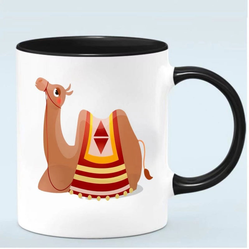 Tailorly Black Accent 11 oz Mug - adorable cartoon camel