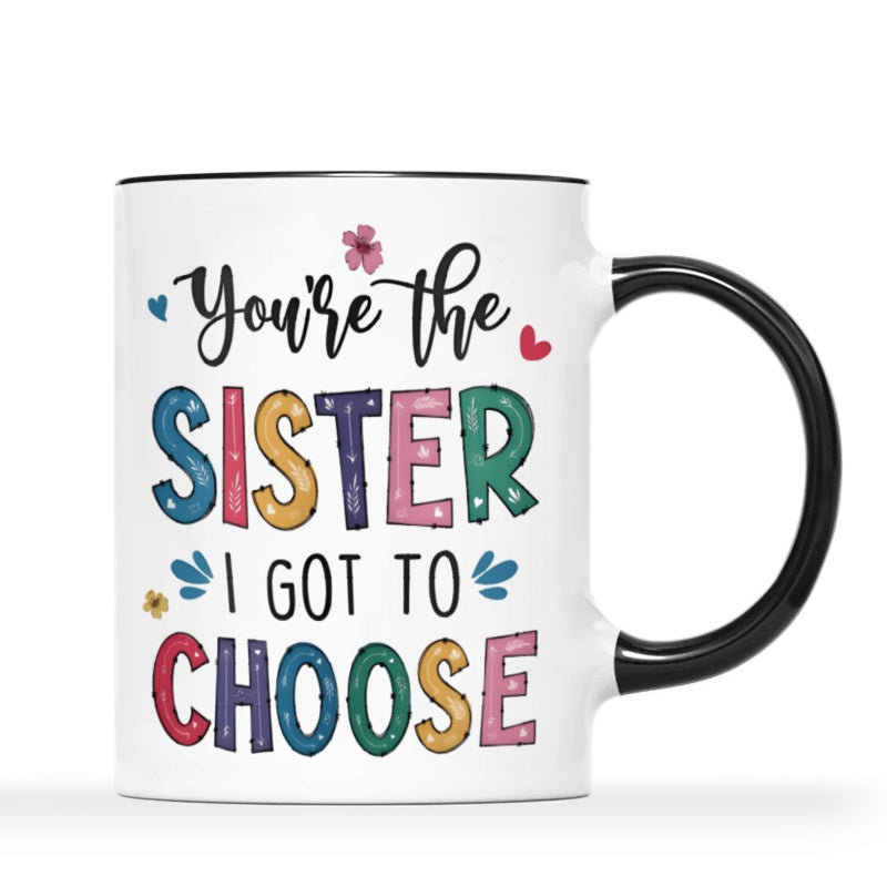 Tailorly Black Accent 11 oz Mug - 1pc 11oz ceramics coffee mug to sister best friend cup friendship gift for women bestie female friends bff gifts
