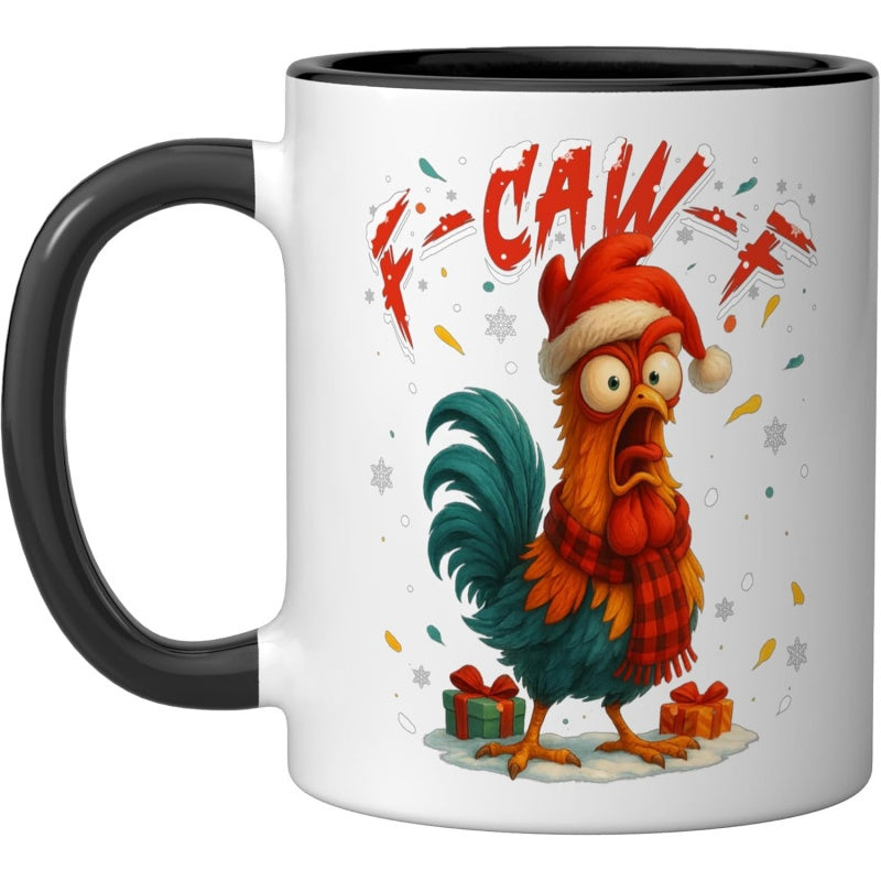Tailorly Black Accent 11 oz Mug - black meme featuring text "f caw f funny"