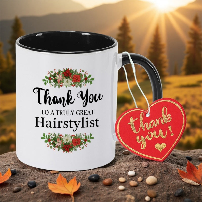 Tailorly Black Accent 11 oz Mug - hairstylist appreciation print