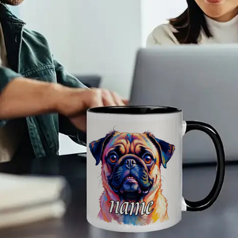 Tailorly Black Accent 11 oz Mug - pug illustration