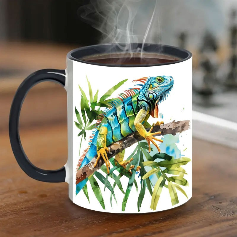 Tailorly Black Accent 11 oz Mug - cartoon chameleon character