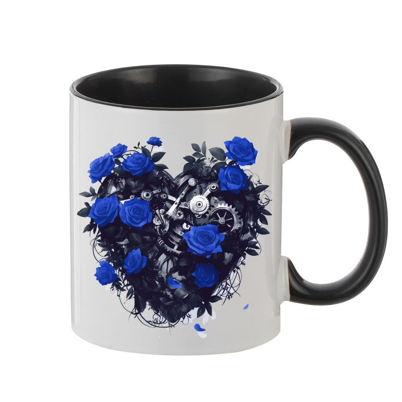 Tailorly Black Accent 11 oz Mug - blue rose