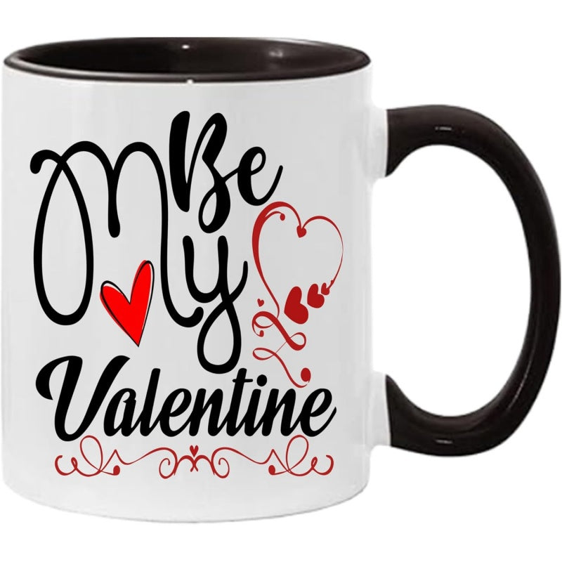 Tailorly Black Accent 11 oz Mug - coffee mug presents for valentines gift gift for birthday valentines day gift idea white black