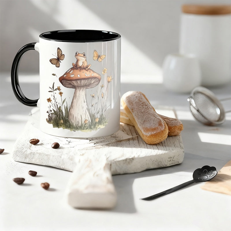 Tailorly Black Accent 11 oz Mug - cute frog sitting