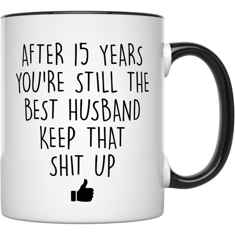Tailorly Black Accent 11 oz Mug - designs anniversary coffee mug for him 11 oz wedding anniversary cup for husband celebrating years