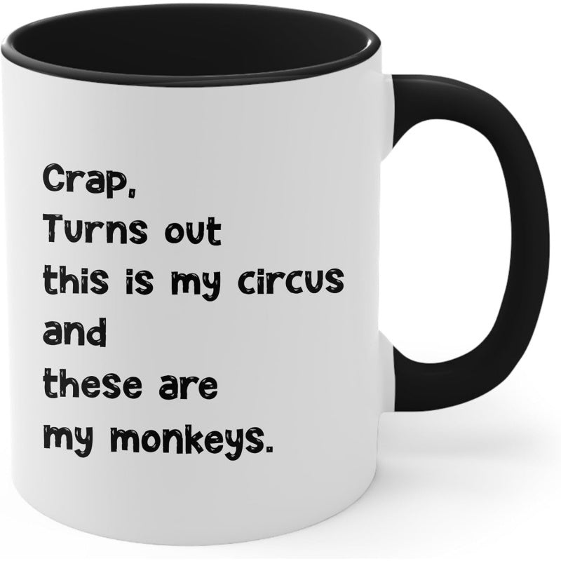 Tailorly Black Accent 11 oz Mug - circus and are my monkeys design
