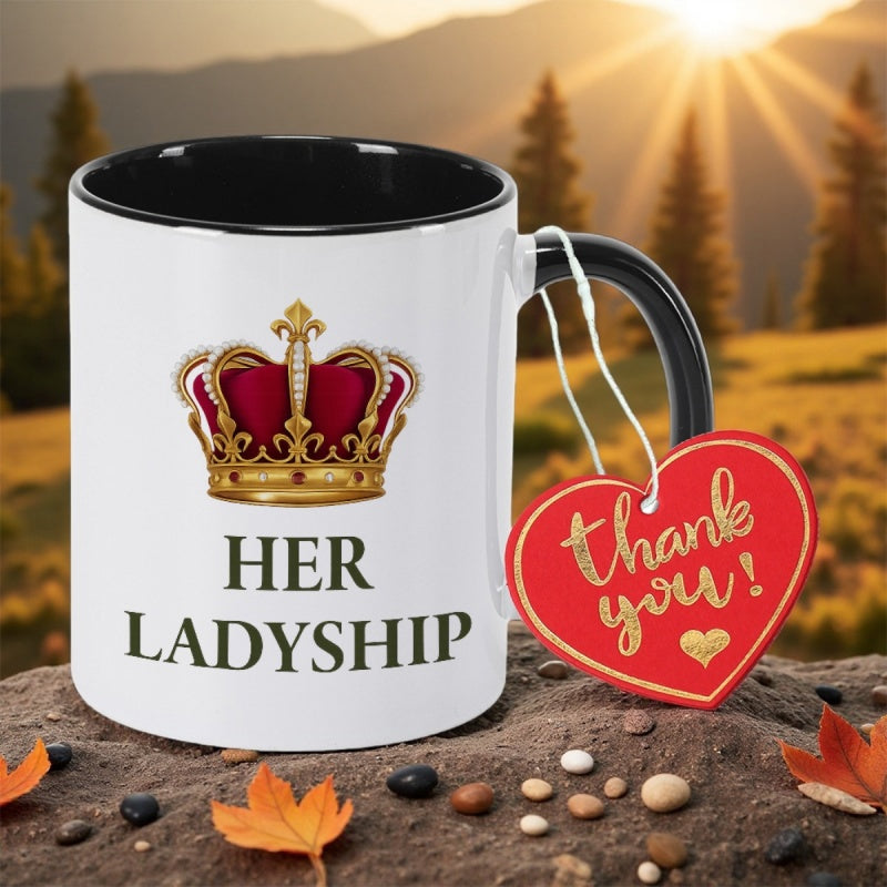 Tailorly Black Accent 11 oz Mug - this unique ceramic coffee mug holding 350ml is a perfect housewarming or valentines gift ideal for office workers