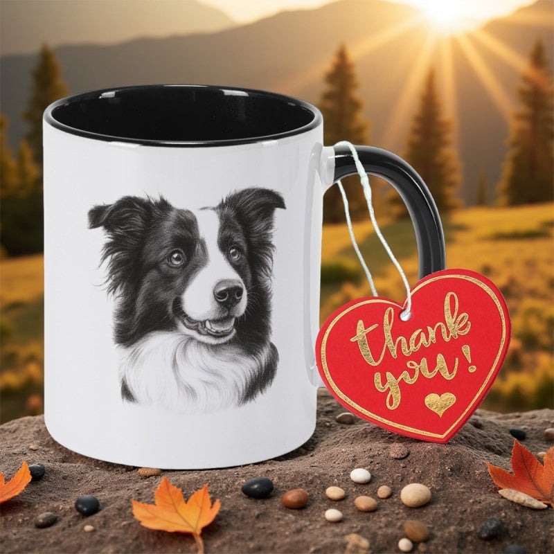Tailorly Black Accent 11 oz Mug - border collie