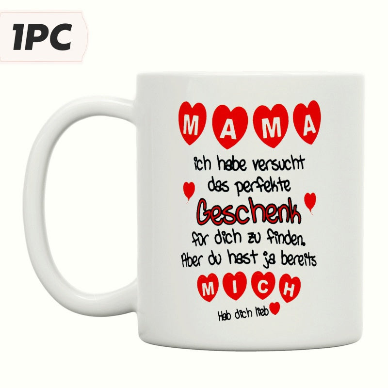 Tailorly White Ceramic 11 oz Mug - Vibrant Red Hearts Arranged Among Sentimental Handwritten Script Typography Heart