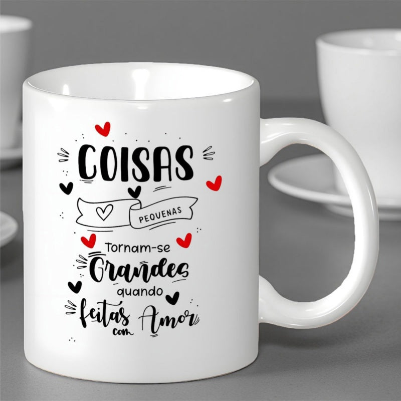 Tailorly White Ceramic 11 oz Mug - Minimalist Heart Design Featuring Artistic Script Elements On Ceramic Mug