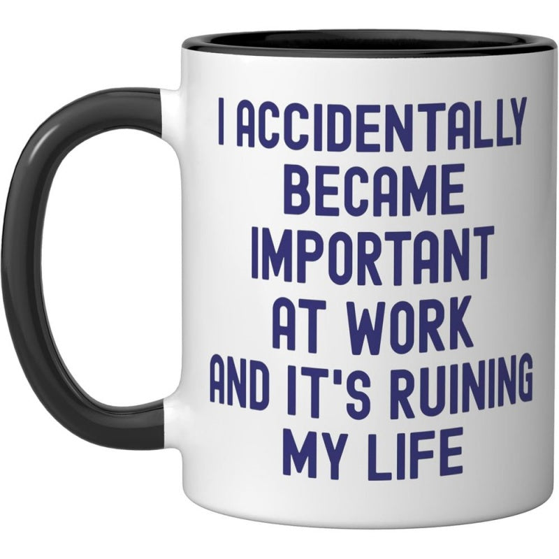 Tailorly Black Accent 11 oz Mug - funny i accidentally important mug text