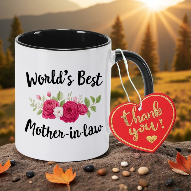 Tailorly Black Accent 11 oz Mug - with with print11oz 350mlceramic coffee mug coffee cup christmas gift mothers day gift reusable drinkware perfect