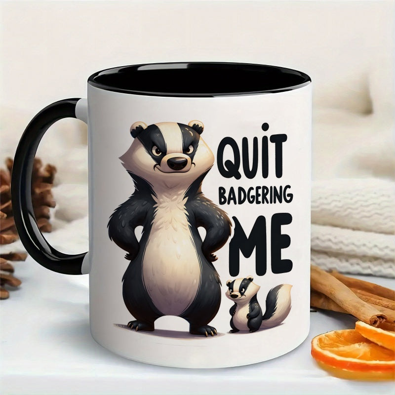 Tailorly Black Accent 11 oz Mug - cartoon badger