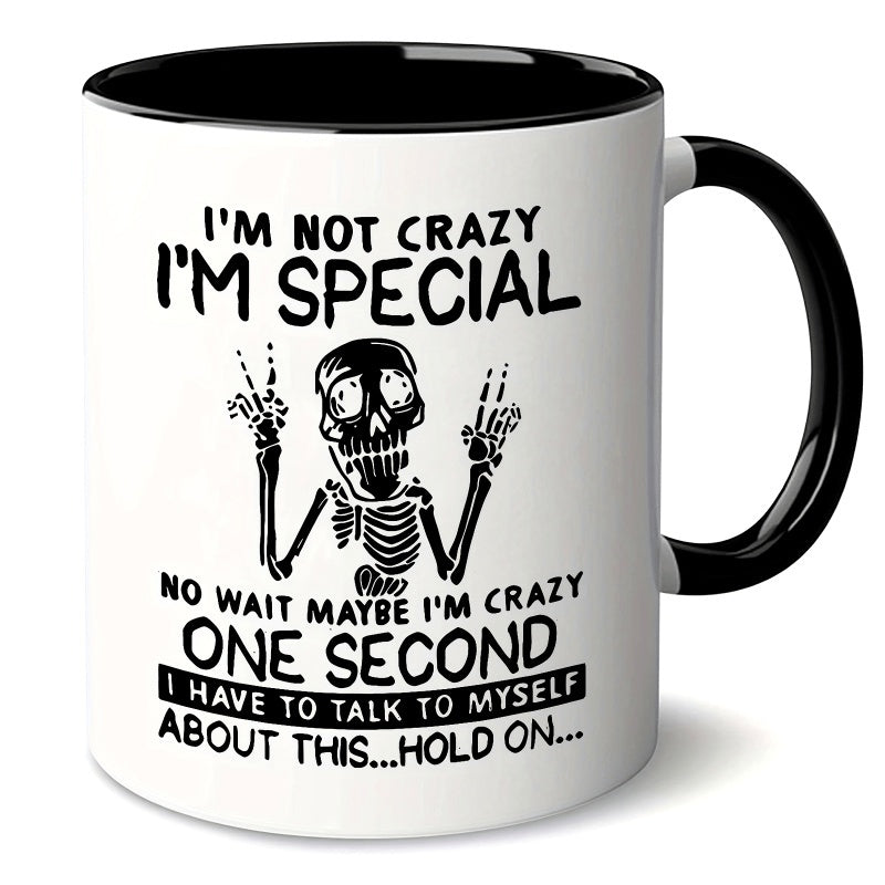 Tailorly Black Accent 11 oz Mug - halloween skull