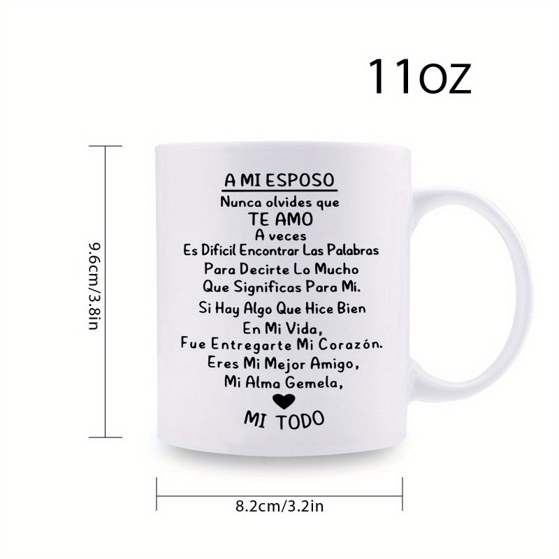 Tailorly White Ceramic 11 oz Mug - Minimalist White Ceramic Kitchenware With Elegant Black Typographic Romantic Quotes Mug