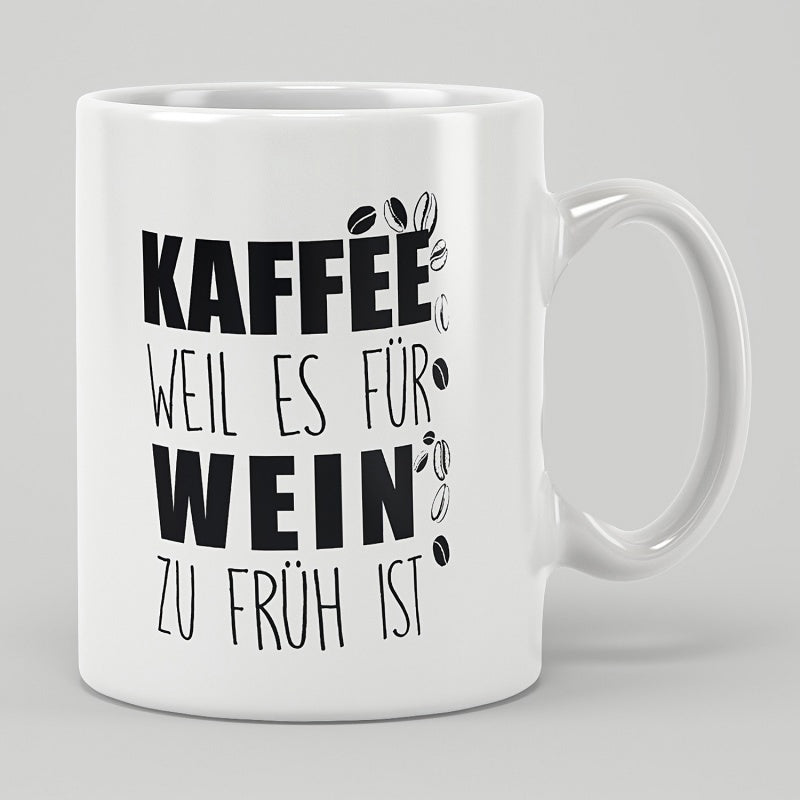Tailorly White Ceramic 11 oz Mug - Minimalist Style With Scattered Dark Silhouettes Representing Aromatic Morning Coffee Beans