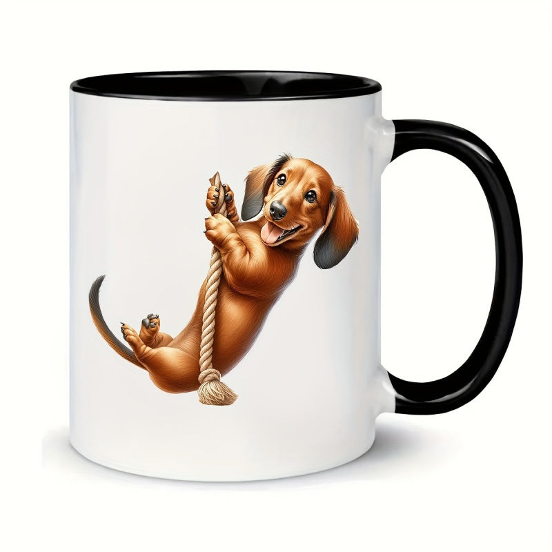 Tailorly Black Accent 11 oz Mug - dachshund double sided print