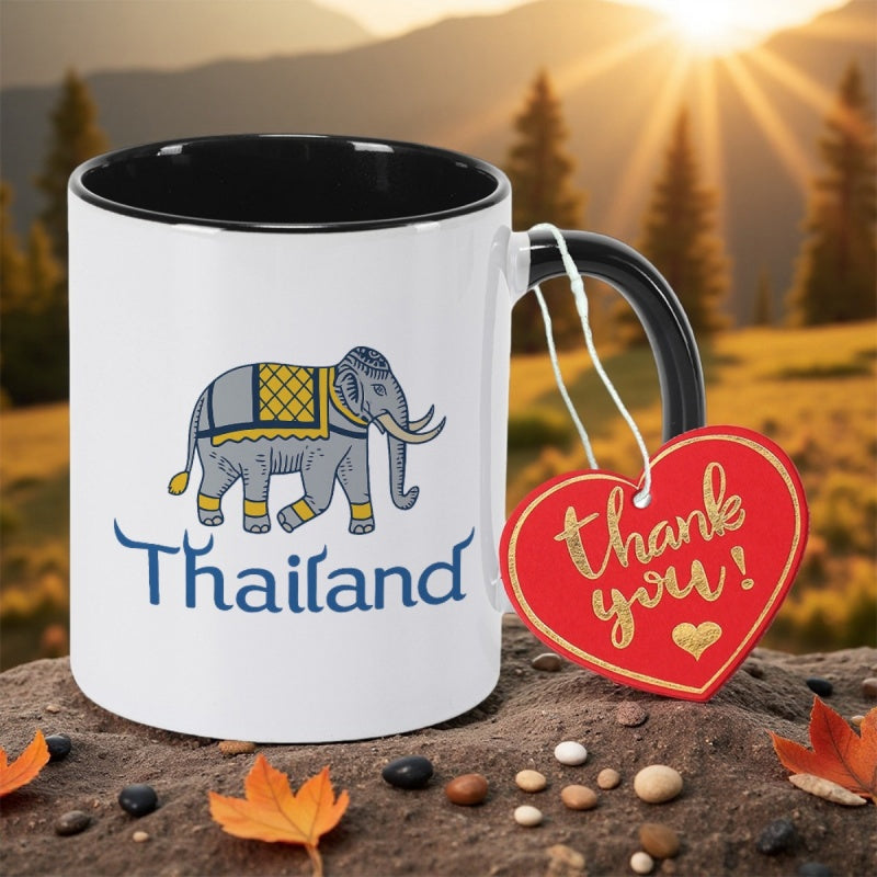 Tailorly Black Accent 11 oz Mug - featuring an from thailand ceramic coffee mug coffee cup art hand painted 11oz350ml office workers anti slip holiday