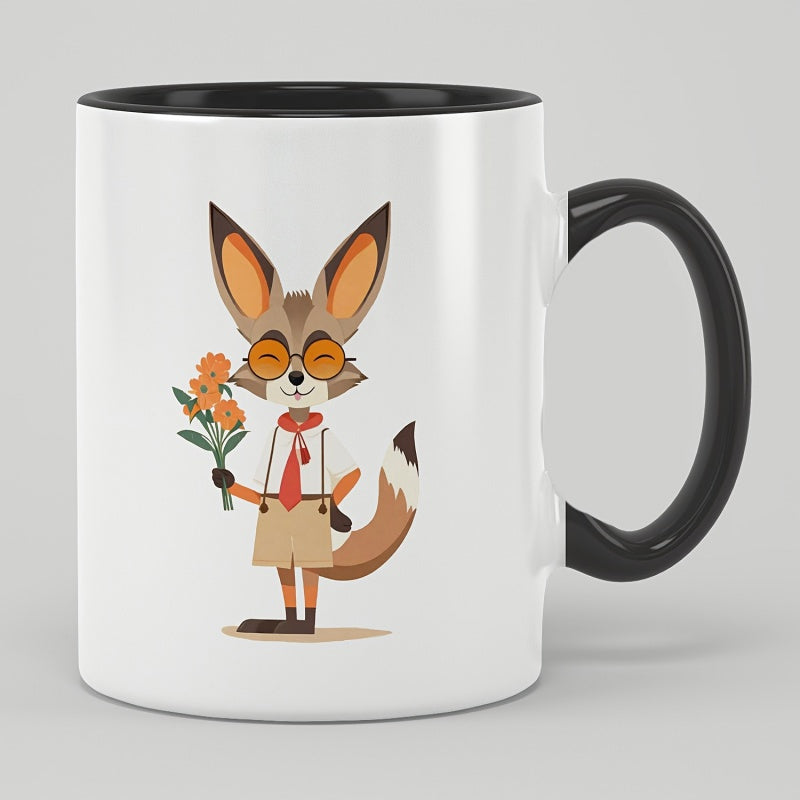 Tailorly Black Accent 11 oz Mug - fox pattern