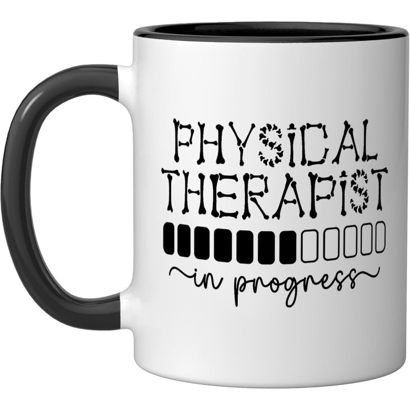 Tailorly Black Accent 11 oz Mug - future physical therapist in progress pt therapist to be ceramic mug black white