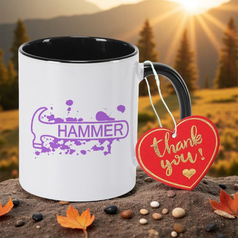 Tailorly Black Accent 11 oz Mug - purple hammer design