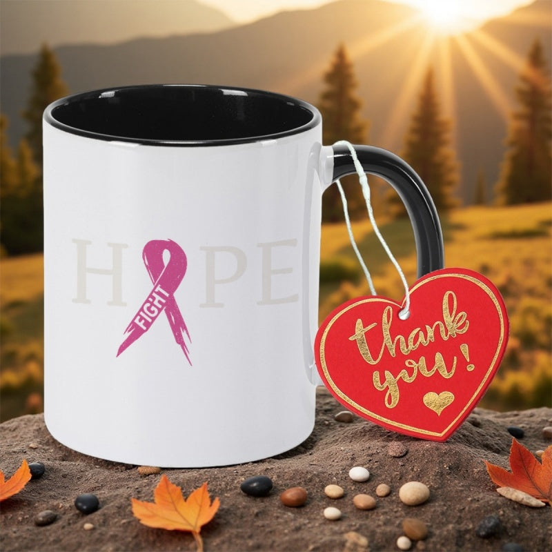 Tailorly Black Accent 11 oz Mug - breast awareness logo or symbol