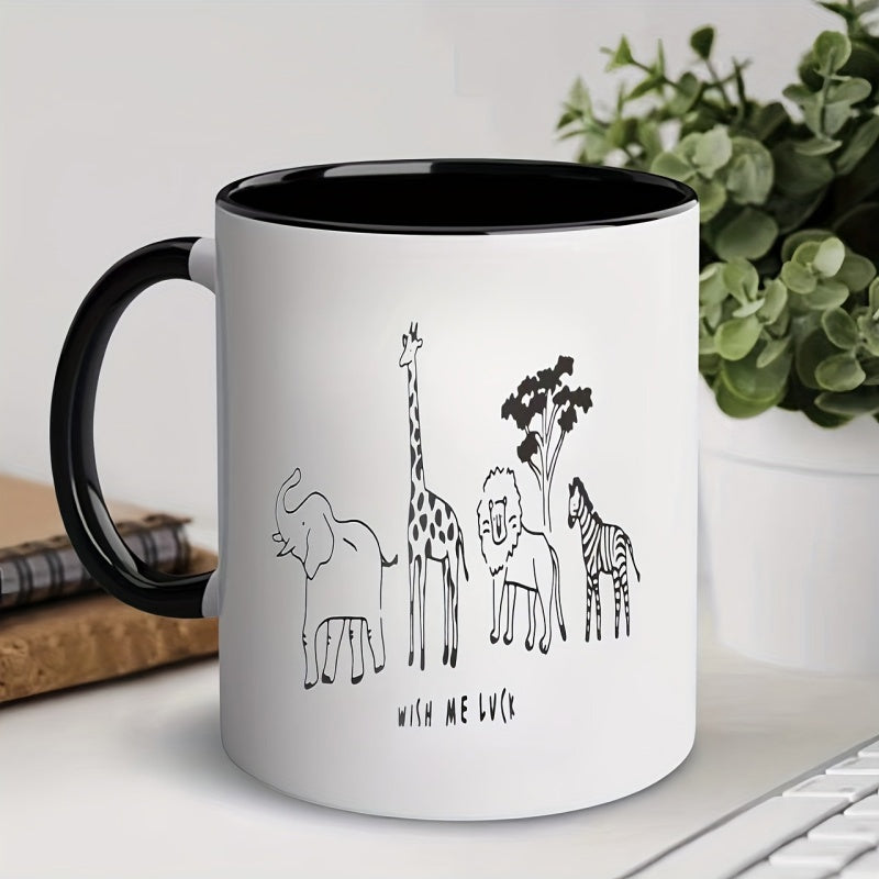 Tailorly Black Accent 11 oz Mug - wishing luck cartoon