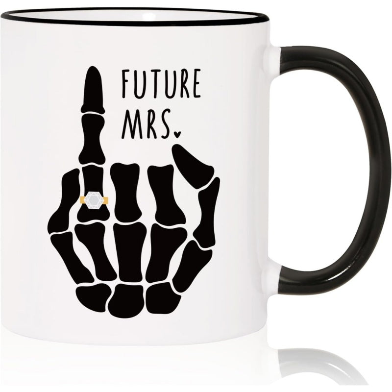 Tailorly Black Accent 11 oz Mug - skeleton bride