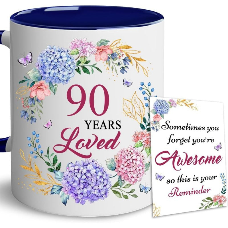 Tailorly Black Accent 11 oz Mug - 90th birthday 1935 themed text