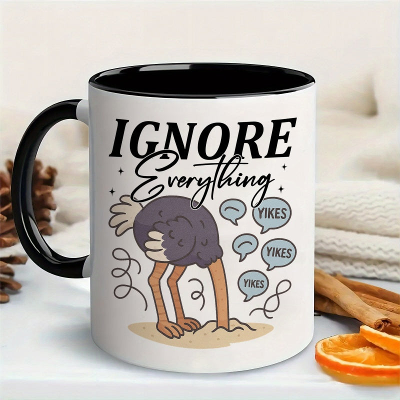 Tailorly Black Accent 11 oz Mug - funny ostrich everything humorous text