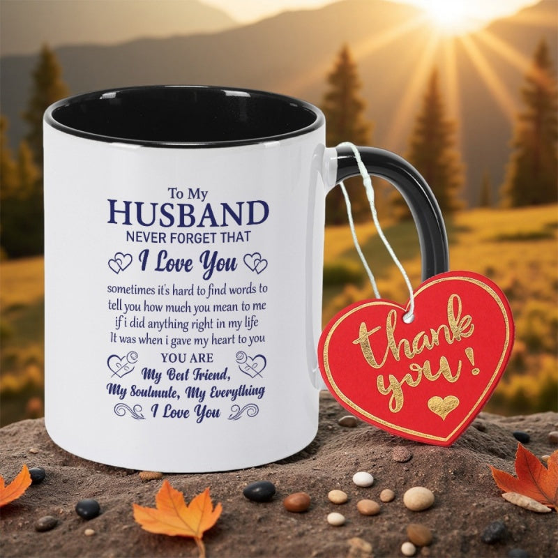 Tailorly Black Accent 11 oz Mug - letter shape with for husband print