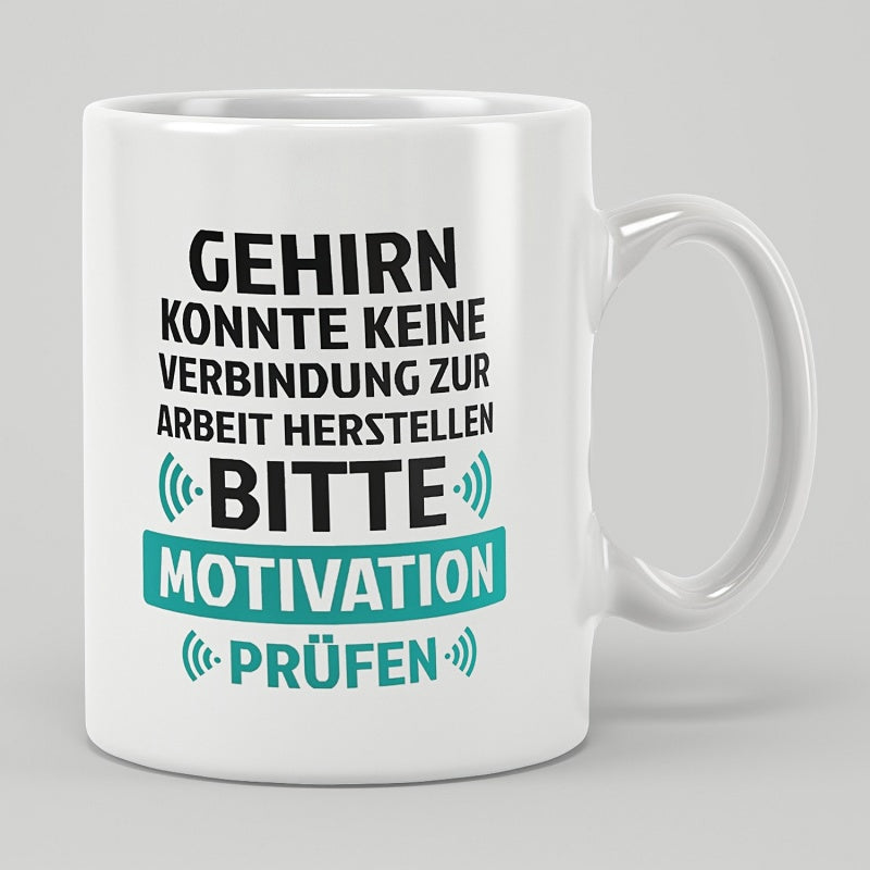 Tailorly White Ceramic 11 oz Mug - Minimalist White Ceramic Beverage Container With Humorous German Digital Connection Typography Mug