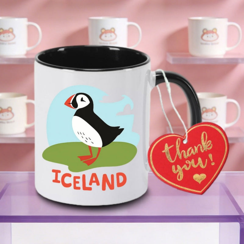 Tailorly Black Accent 11 oz Mug - penguin iceland design