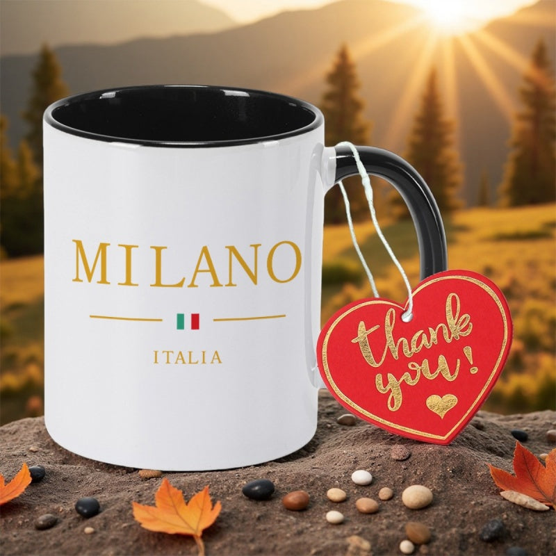 Tailorly Black Accent 11 oz Mug - italy flag golden italian pink funky ceramic coffee mug coffee cup minimalist modern 11oz350ml home use durable