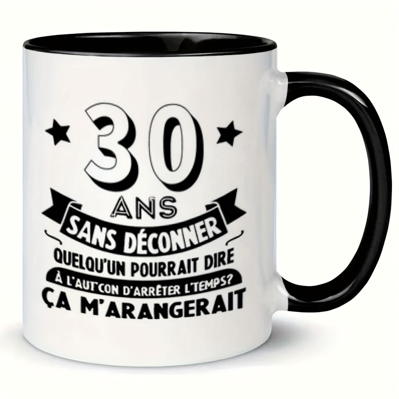 Tailorly Black Accent 11 oz Mug - 30 years French text