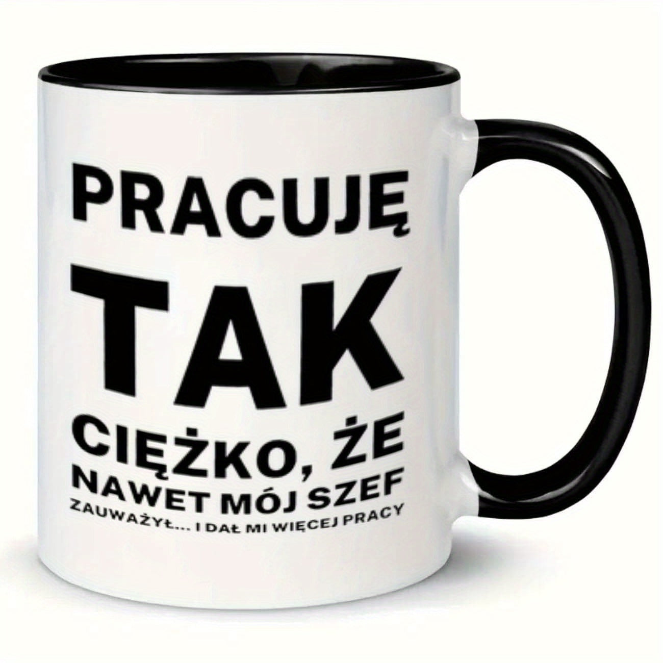 Tailorly Black Accent 11 oz Mug - polish coffee mug text and Christmas and New Year elements