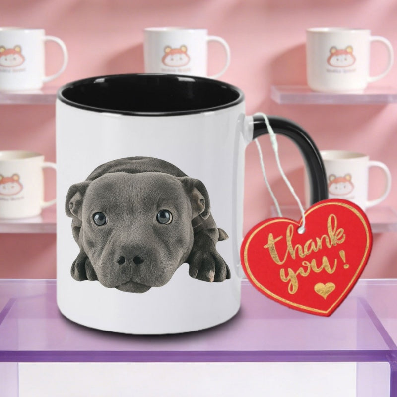 Tailorly Black Accent 11 oz Mug - staffordshire bull terrier s ha print logo